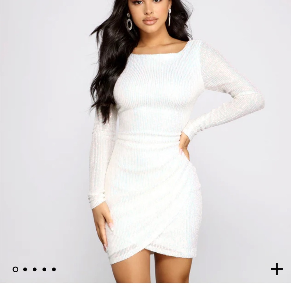 Windsor sequin long sleeve bodycon bridal mini dress